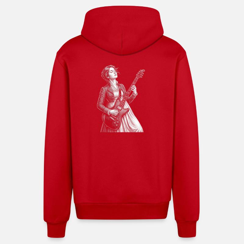 Jane Austen joue de la guitare - Veste à capuche bio décontractée fabriquée en UE - rouge