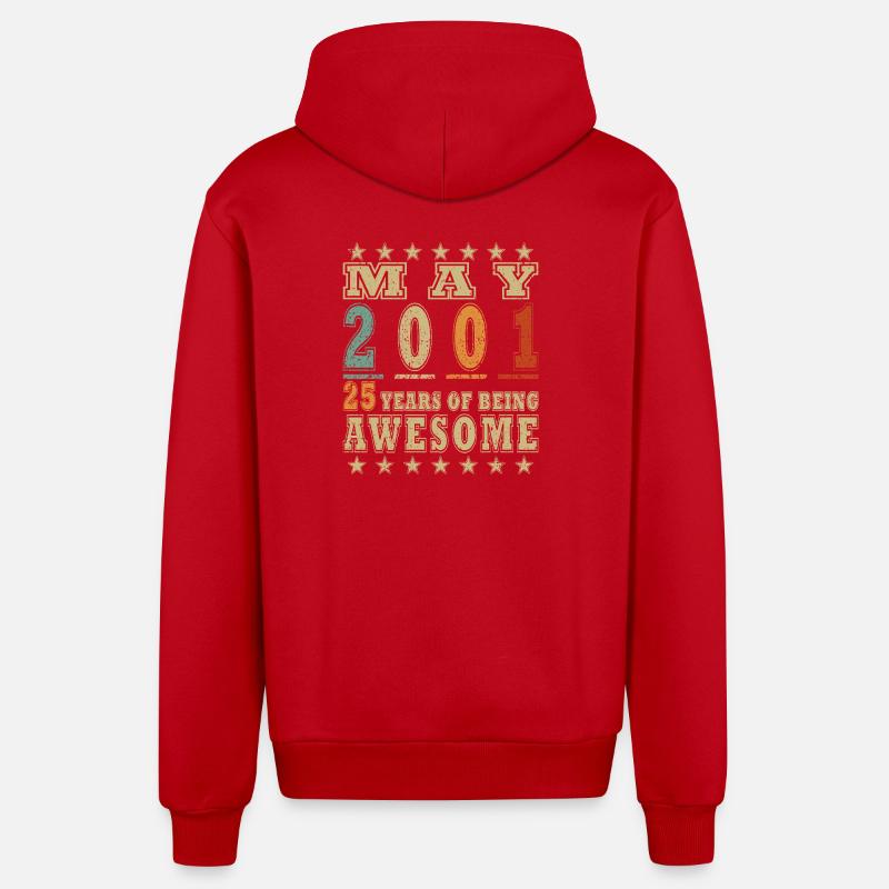 Mai 2001 : 25 ans d’Awesome - Veste à capuche bio décontractée fabriquée en UE - rouge