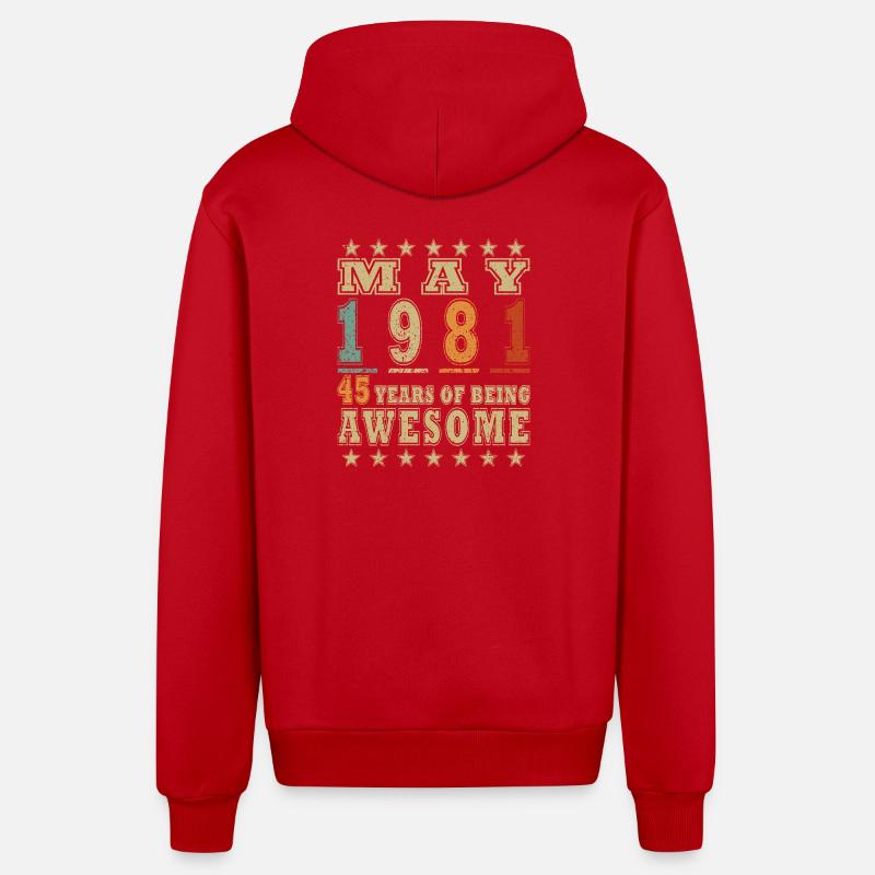 Mai 1981 : 45 ans d’Awesome - Veste à capuche bio décontractée fabriquée en UE - rouge