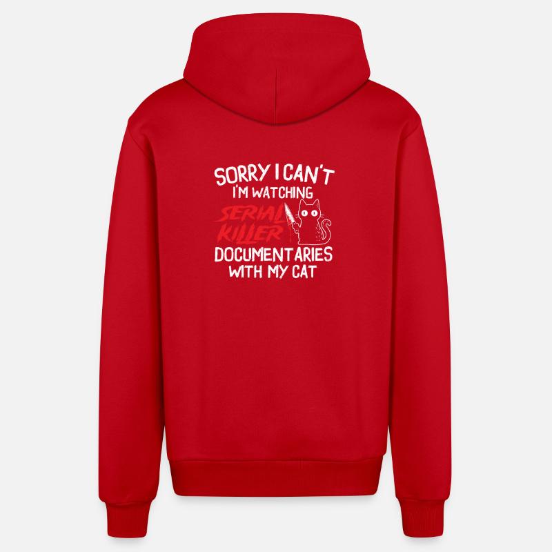 Serial Killer Docs mit Cat schauen - Organic Relaxed Kapuzenjacke Made in EU - Rot