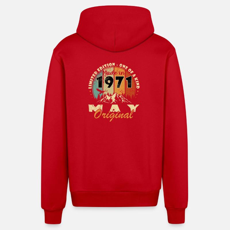 Mai 1971 – mai 1971 - Veste à capuche bio décontractée fabriquée en UE - rouge