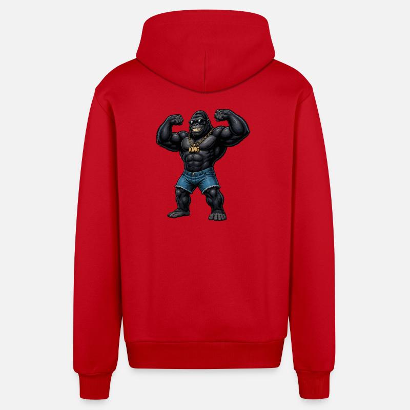 King Gorilla Bling - Veste à capuche bio décontractée fabriquée en UE - rouge