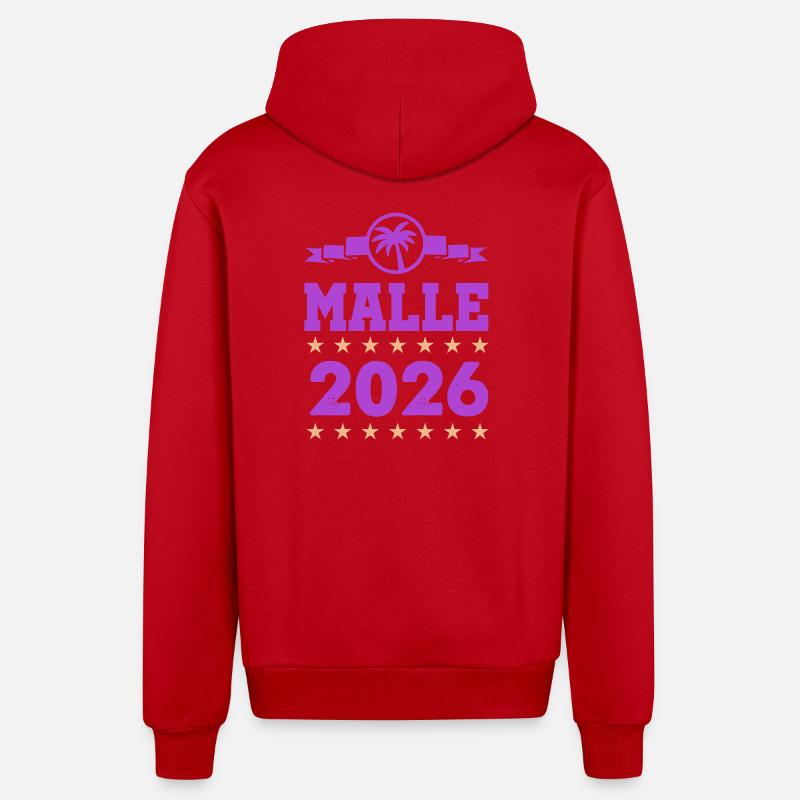 Malle 2026 Logo - Veste à capuche bio décontractée fabriquée en UE - rouge