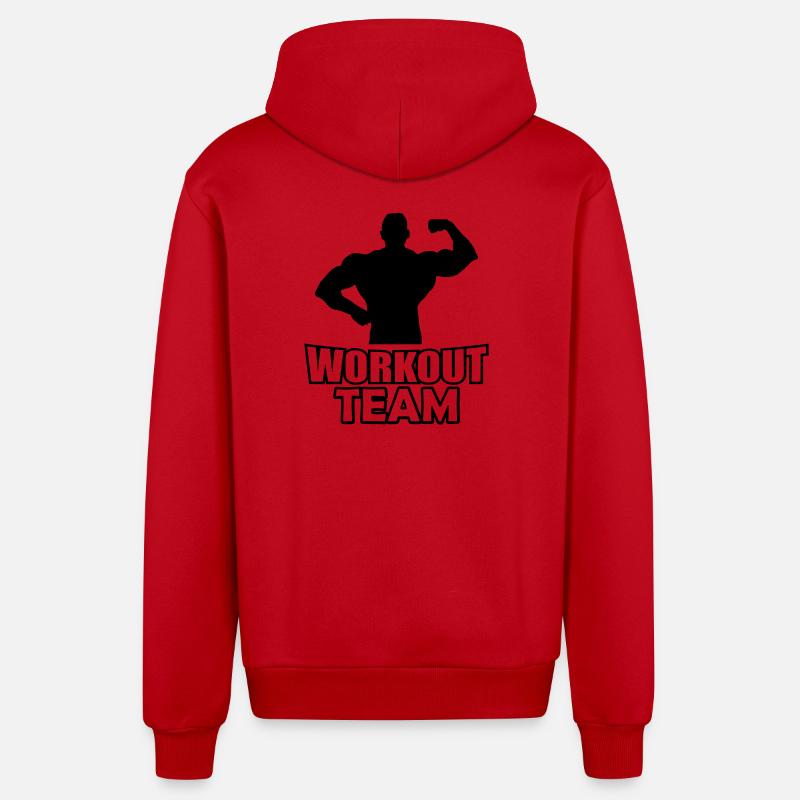 workout_team- - Organic Relaxed Kapuzenjacke Made in EU - Rot