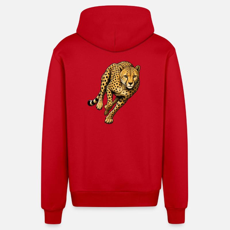 Leopard Print Wild Pattern - Organic Relaxed Hooded Jacket Made in EU - red