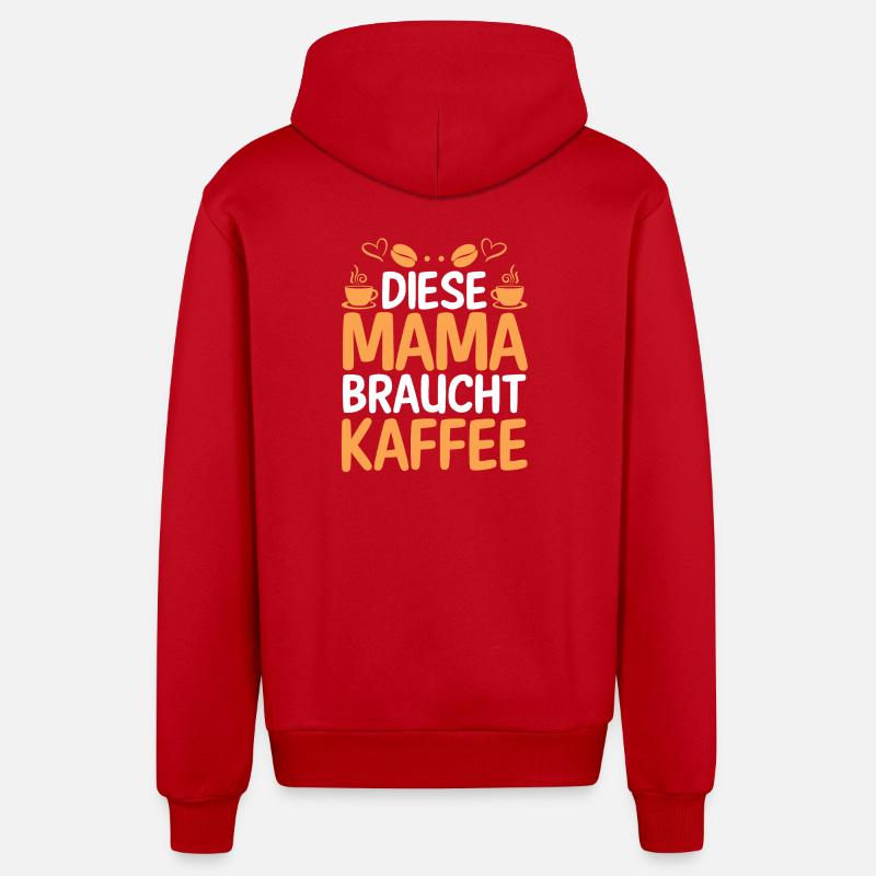 Kaffee Kaffeeliebhaber Mutter Mama - Organic Relaxed Kapuzenjacke Made in EU - Rot