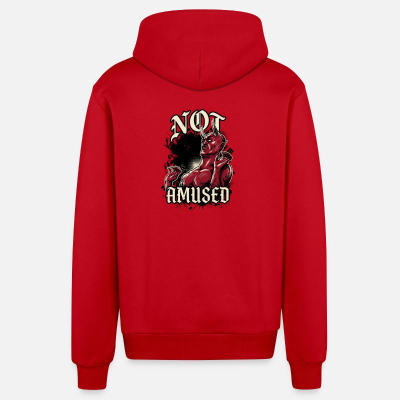 Red Devil Not Amused Funny - Organic Relaxed Hooded Jacket Made in EU - red