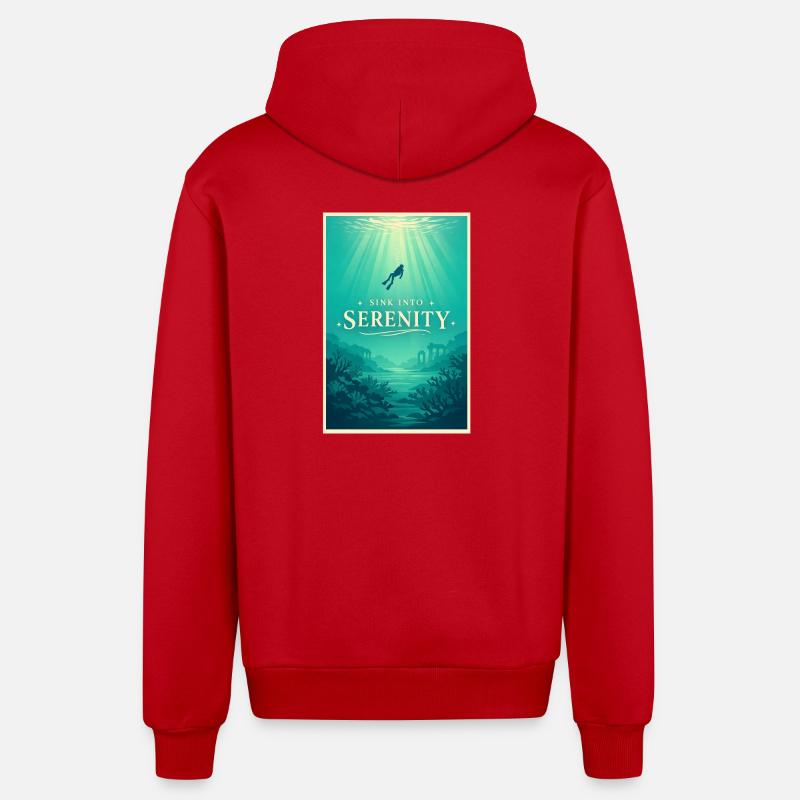 Immergez-vous dans la paix | Plongée - Veste à capuche bio décontractée fabriquée en UE - rouge