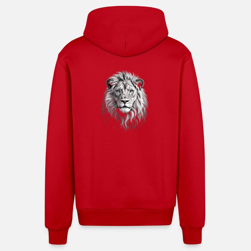 Lion Head Lion - Veste à capuche bio décontractée fabriquée en UE - rouge