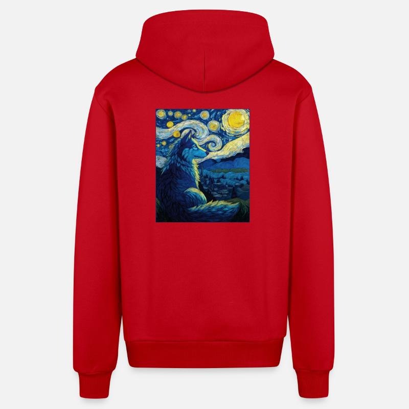 Wolf - Organic Relaxed Hooded Jacket Made in EU - red