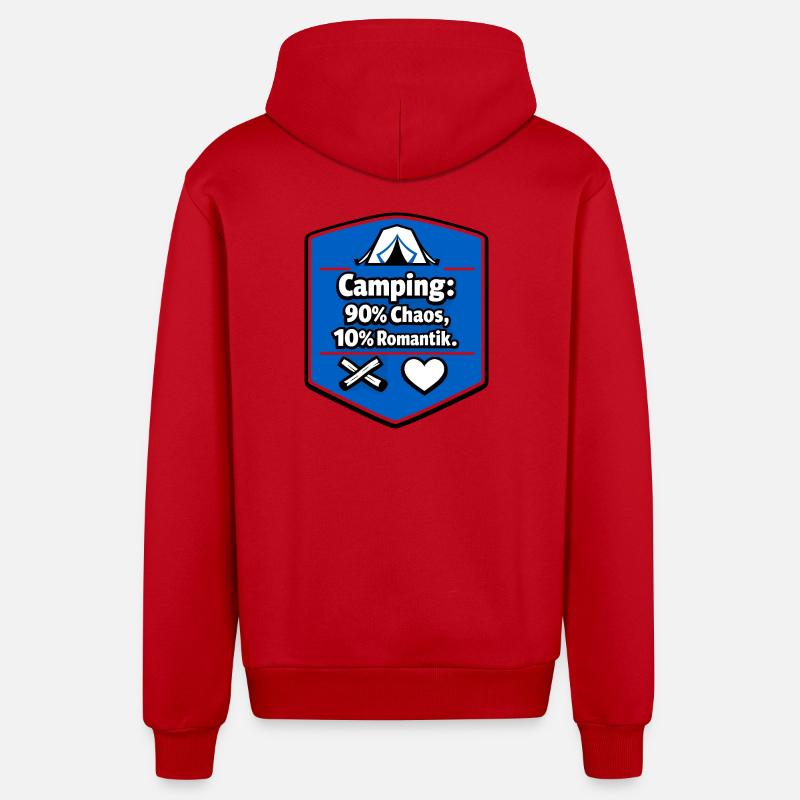 Camping en camping-car - Veste à capuche bio décontractée fabriquée en UE - rouge