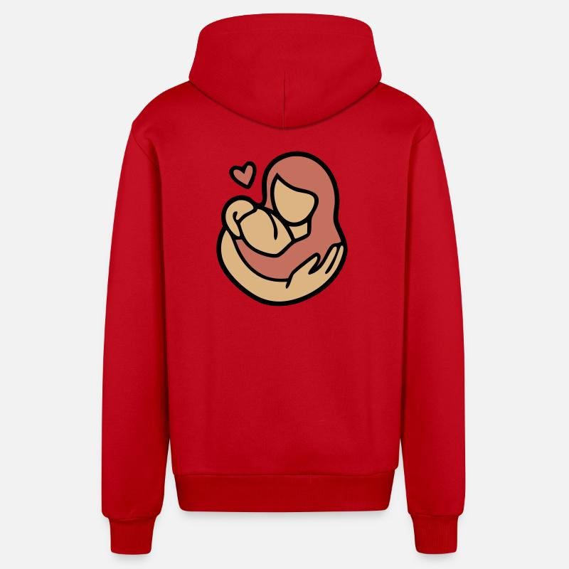 Étreinte Mère-Enfant Amour - Veste à capuche bio décontractée fabriquée en UE - rouge