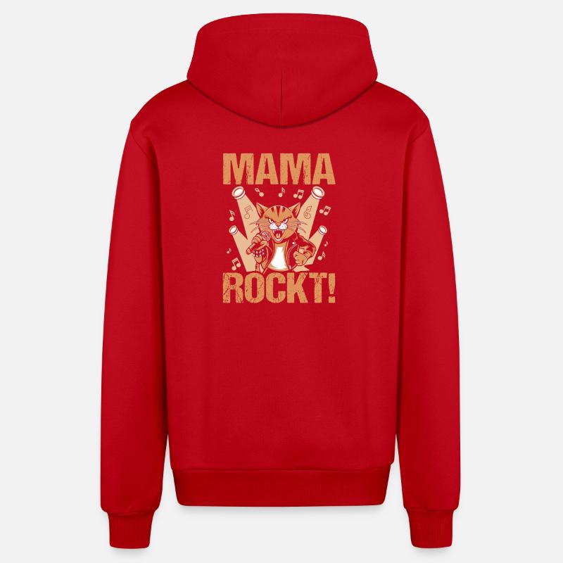Maman Chat Maman Rocker Cool - Veste à capuche bio décontractée fabriquée en UE - rouge