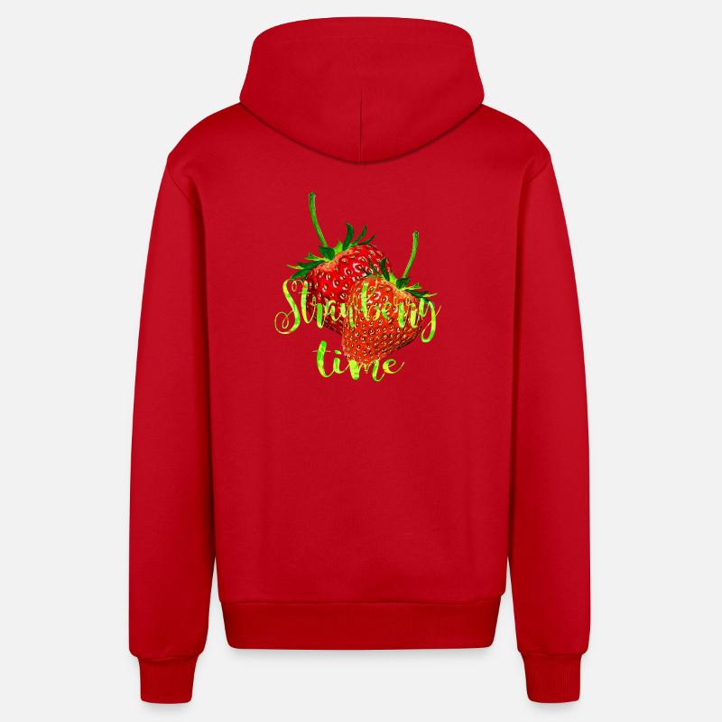 Fraises avec lettres - Veste à capuche bio décontractée fabriquée en UE - rouge