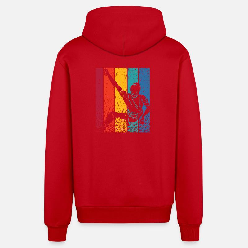 Boulderer Boulder Bouldering - Organic Relaxed Hooded Jacket Made in EU - red