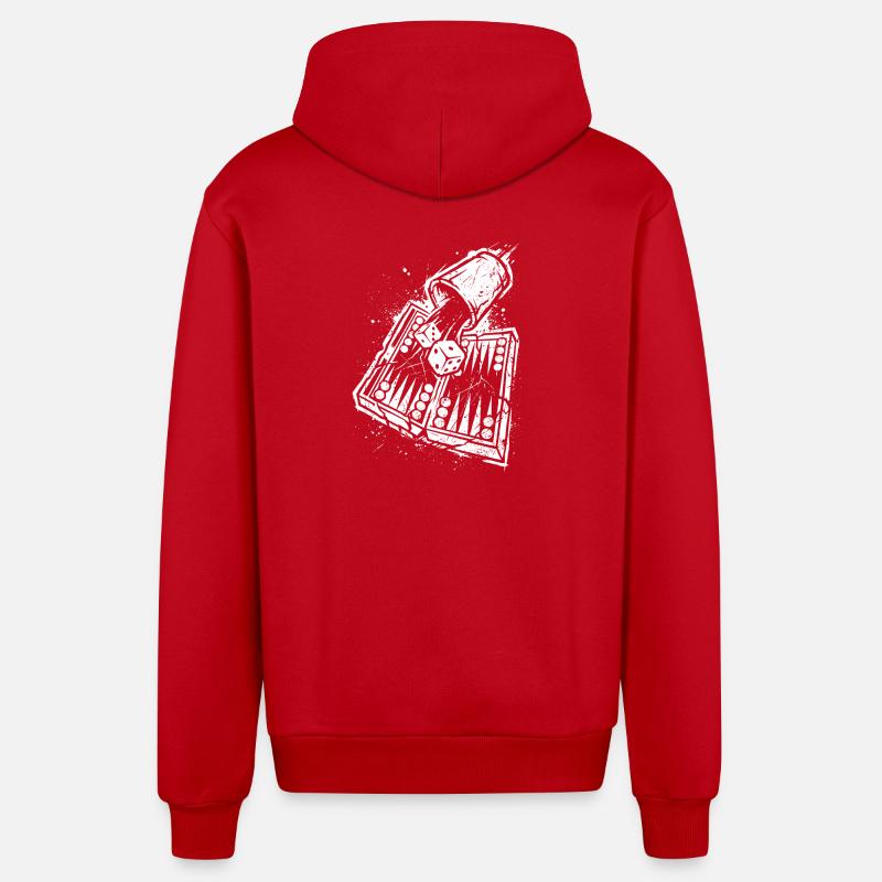 Backgammon | Jeu de société | Don - Veste à capuche bio décontractée fabriquée en UE - rouge