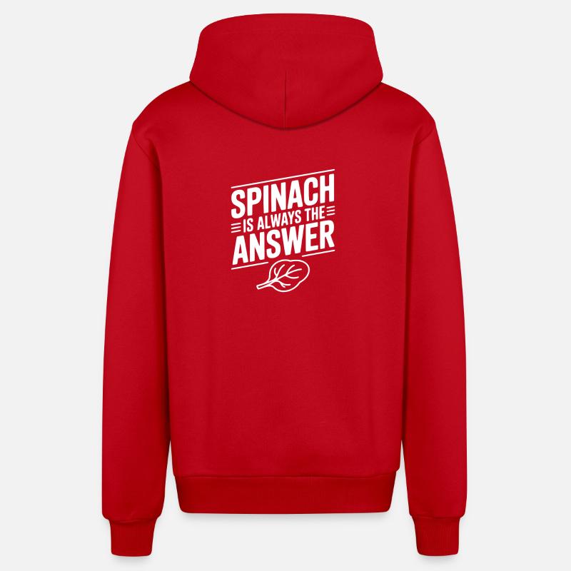 Spinach is Always The Answer - Organic Relaxed Hooded Jacket Made in EU - red