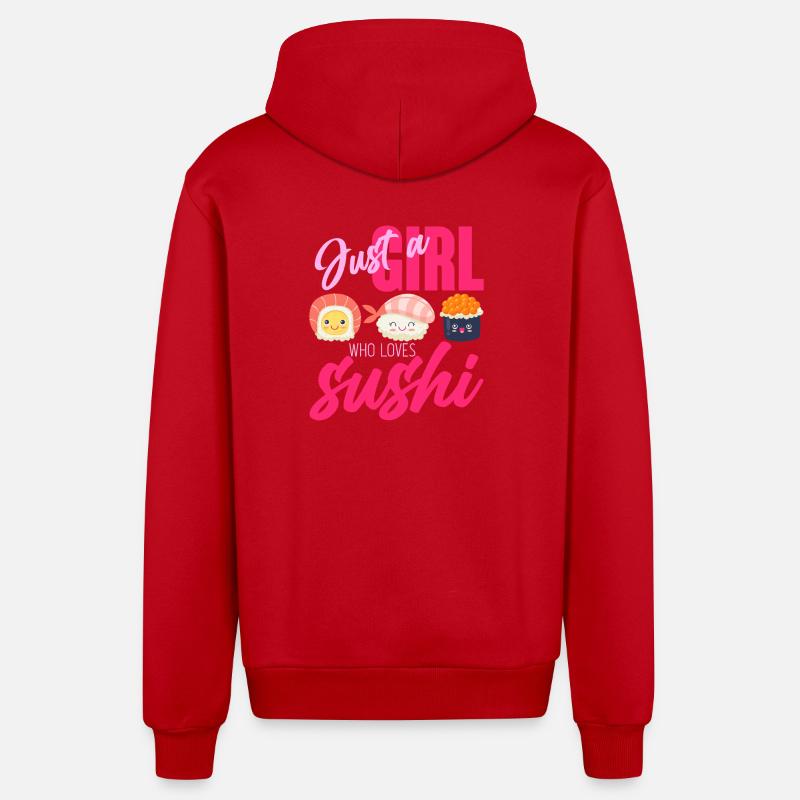Nur ein Mädchen, das Sushi liebt - Organic Relaxed Kapuzenjacke Made in EU - Rot
