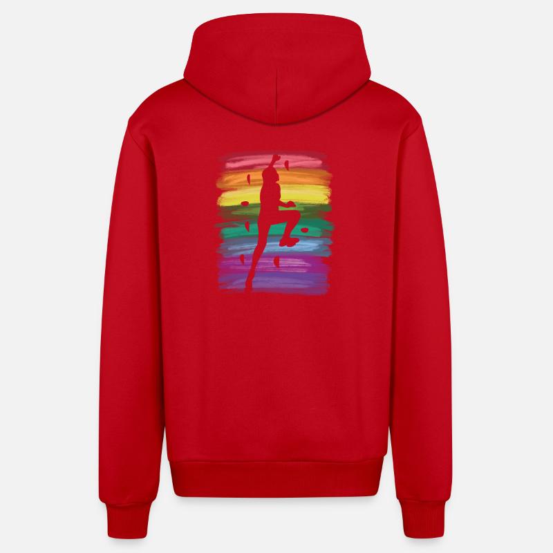 Boulderer Boulder Bouldern - Organic Relaxed Kapuzenjacke Made in EU - Rot