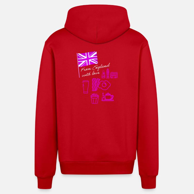 EXANGLIA (Texte violet + blanc) - Veste à capuche bio décontractée fabriquée en UE - rouge