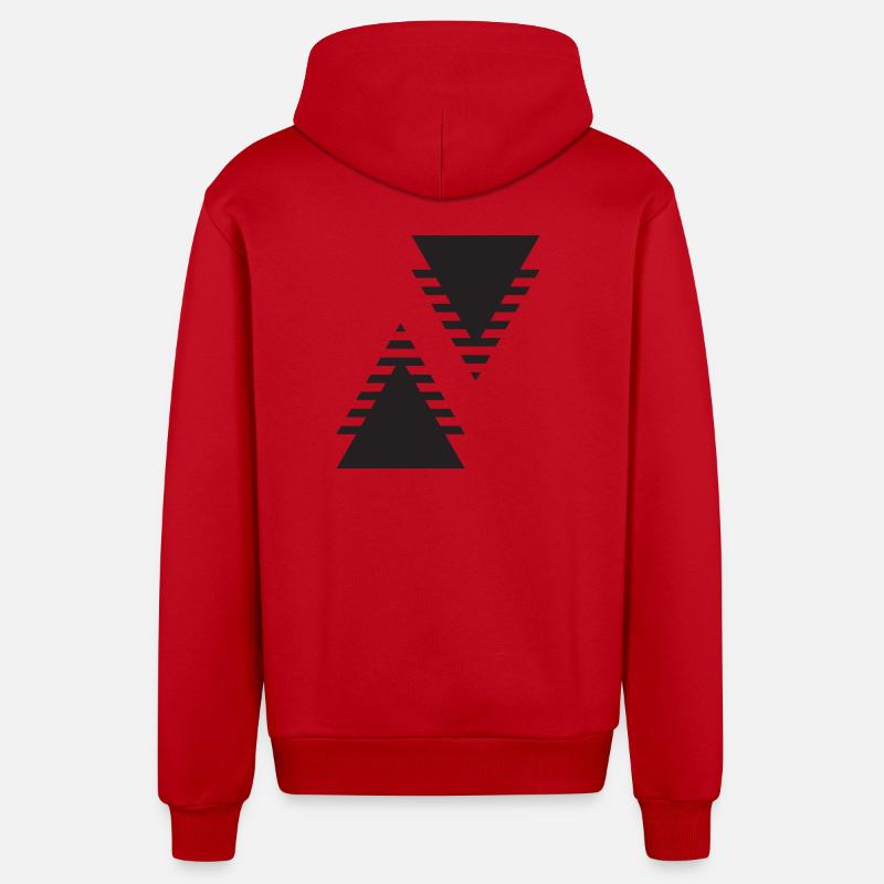 Dual Triangles Echo - Organic Relaxed Hooded Jacket Made in EU - red