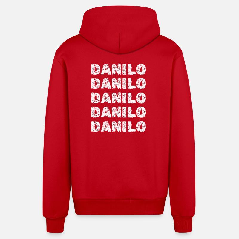 Danilo comme nom - Veste à capuche bio décontractée fabriquée en UE - rouge