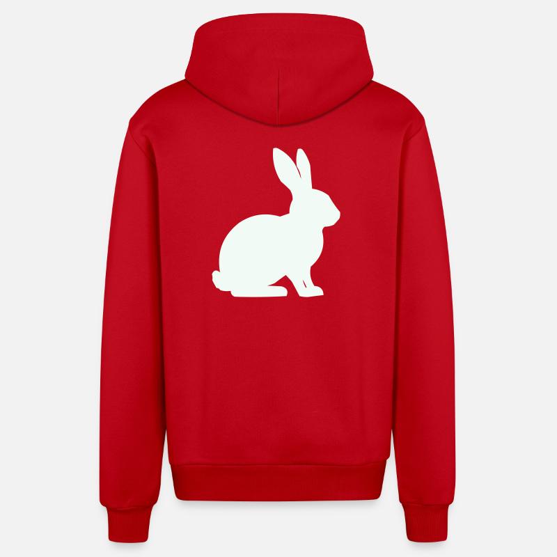 Bunny Silhouette Minimal - Veste à capuche bio décontractée fabriquée en UE - rouge