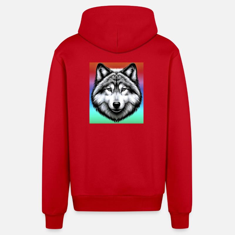 Loup - Veste à capuche bio décontractée fabriquée en UE - rouge