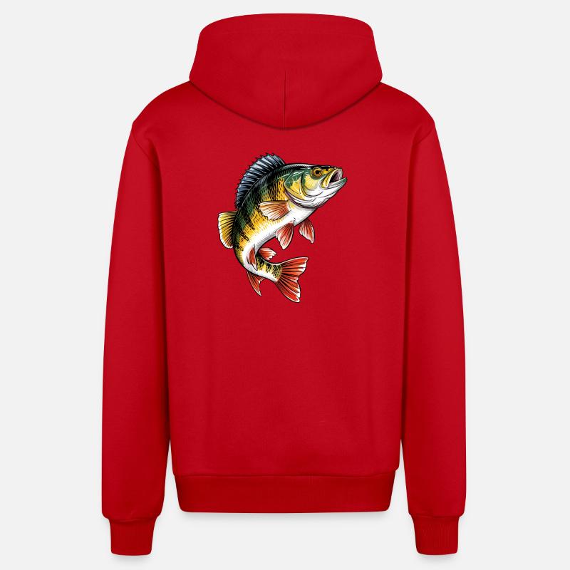 Pêche à la perche - Veste à capuche bio décontractée fabriquée en UE - rouge