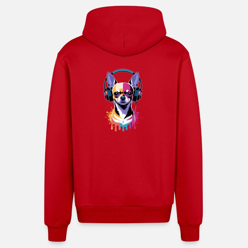 Casques Chihuahua - Veste à capuche bio décontractée fabriquée en UE - rouge