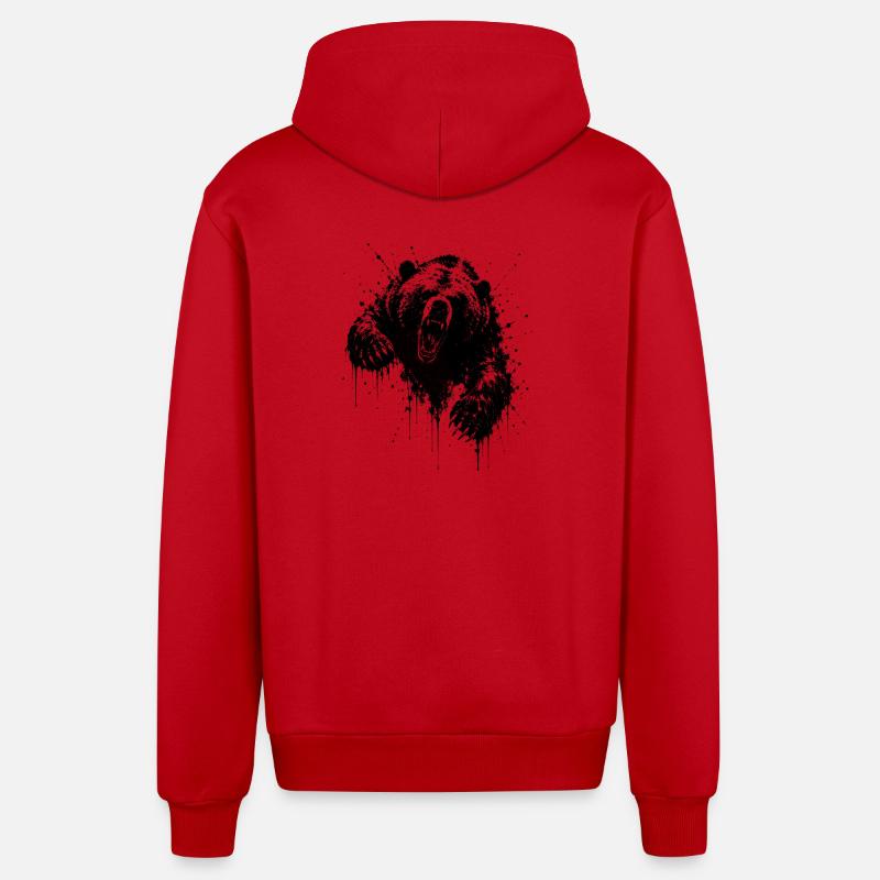 Dark Bear Spritz Graffiti - Organic Relaxed Hooded Jacket Made in EU - red