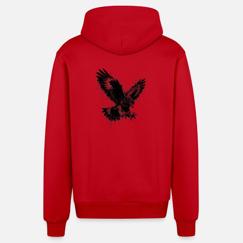 Éclaboussures d’aigle - Veste à capuche bio décontractée fabriquée en UE - rouge