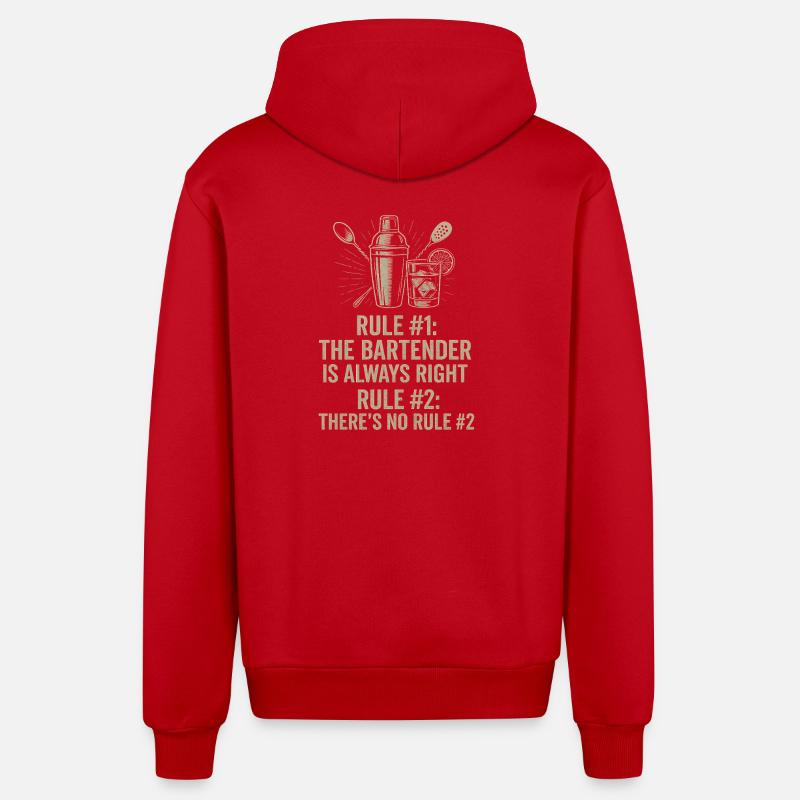 Bartender Always Right - Organic Relaxed Hooded Jacket Made in EU - red