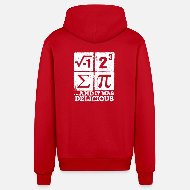 Pi, i et Sigma : Maths délicieuses - Veste à capuche bio décontractée fabriquée en UE - rouge