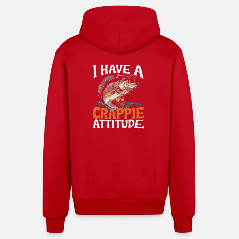 Crappie Attitude Fish Design - Veste à capuche bio décontractée fabriquée en UE - rouge