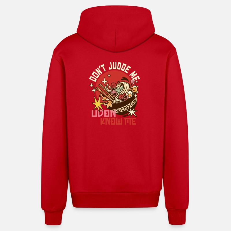 Udon, ne me jugez pas - Veste à capuche bio décontractée fabriquée en UE - rouge