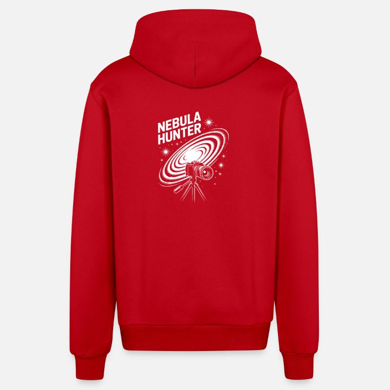 Télescope cosmique Nebula Hunter - Veste à capuche bio décontractée fabriquée en UE - rouge