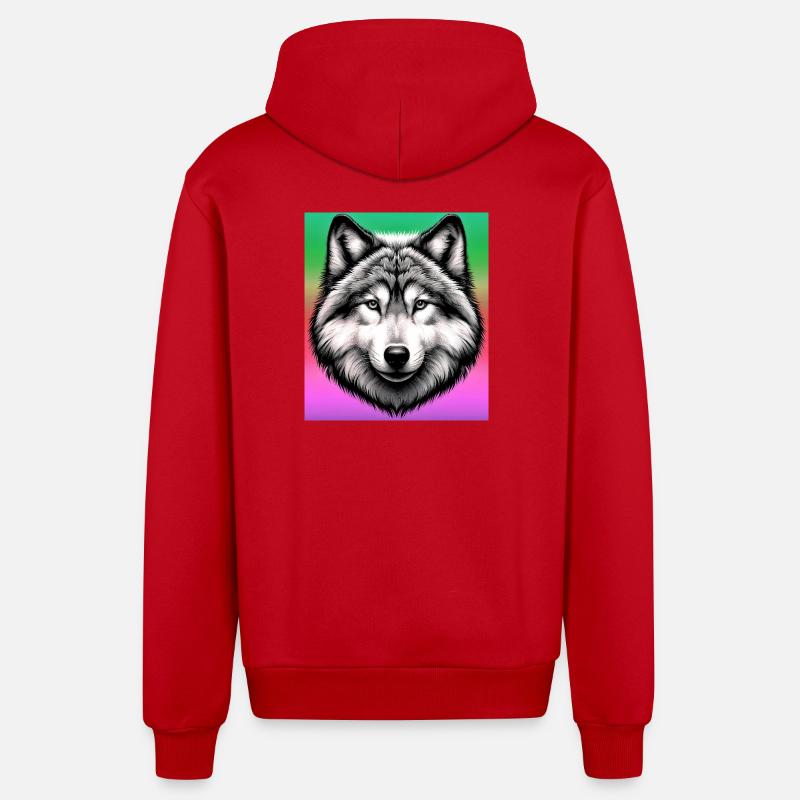 Loup - Veste à capuche bio décontractée fabriquée en UE - rouge