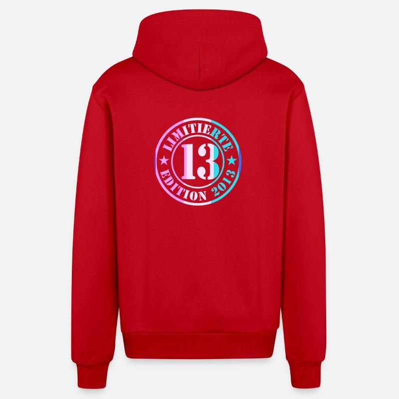 Garçon du 13e anniversaire - Veste à capuche bio décontractée fabriquée en UE - rouge