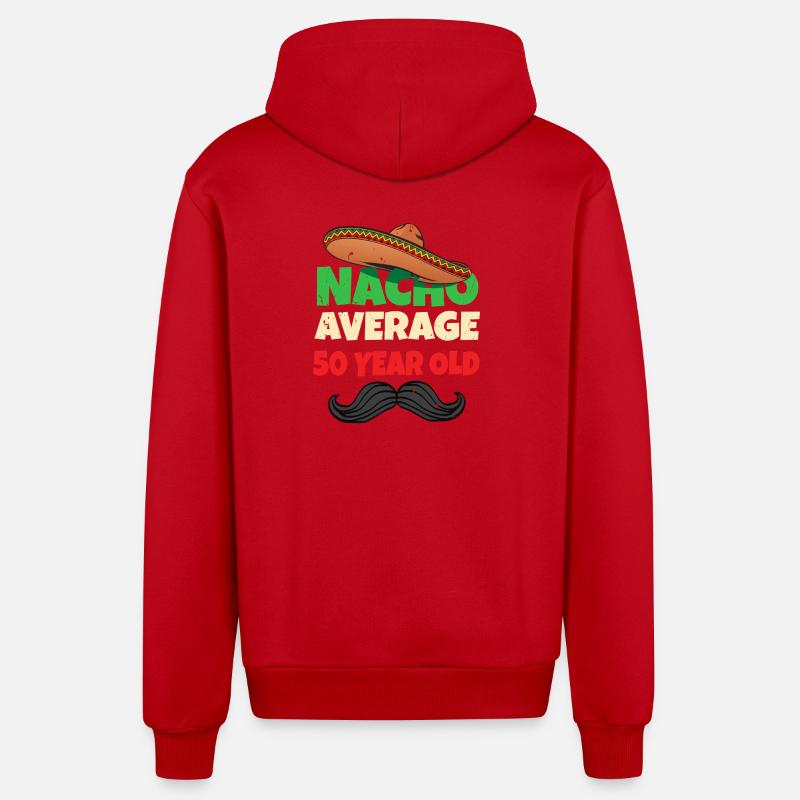 Nacho Average 50 Year Old - Organic Relaxed Hooded Jacket Made in EU - red