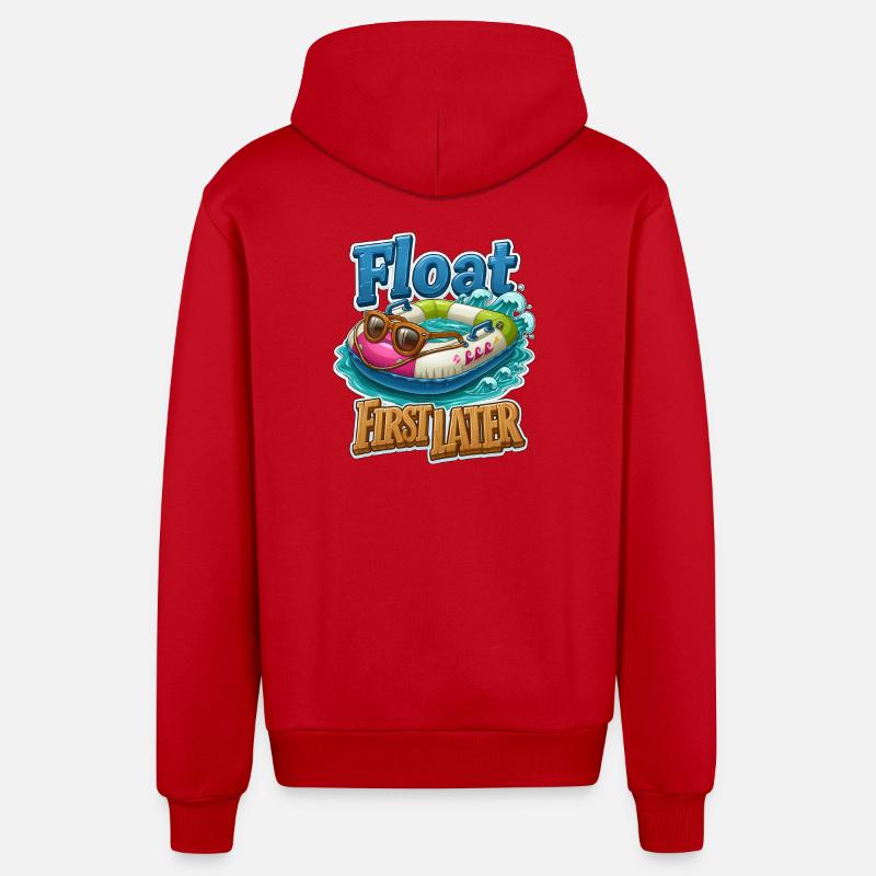 Float First, Later - Organic Relaxed Hooded Jacket Made in EU - red