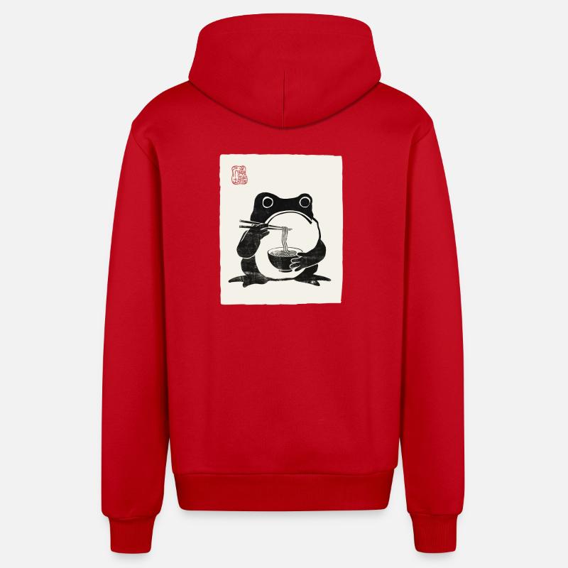 Japanisches Grumpy Frog Ramen-Nudelfest - Organic Relaxed Kapuzenjacke Made in EU - Rot