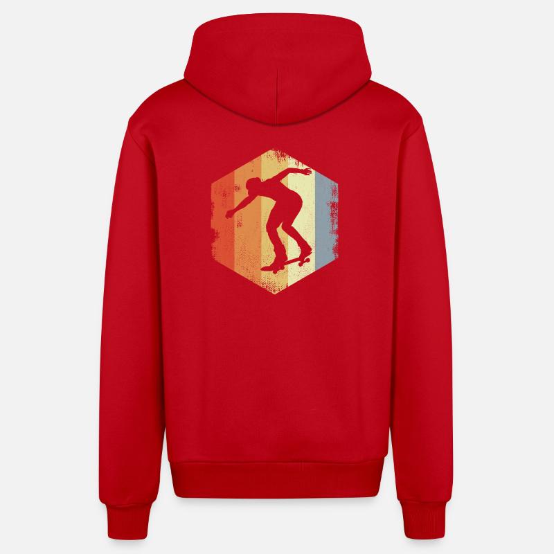 Skateboarder Oldschool - Veste à capuche bio décontractée fabriquée en UE - rouge