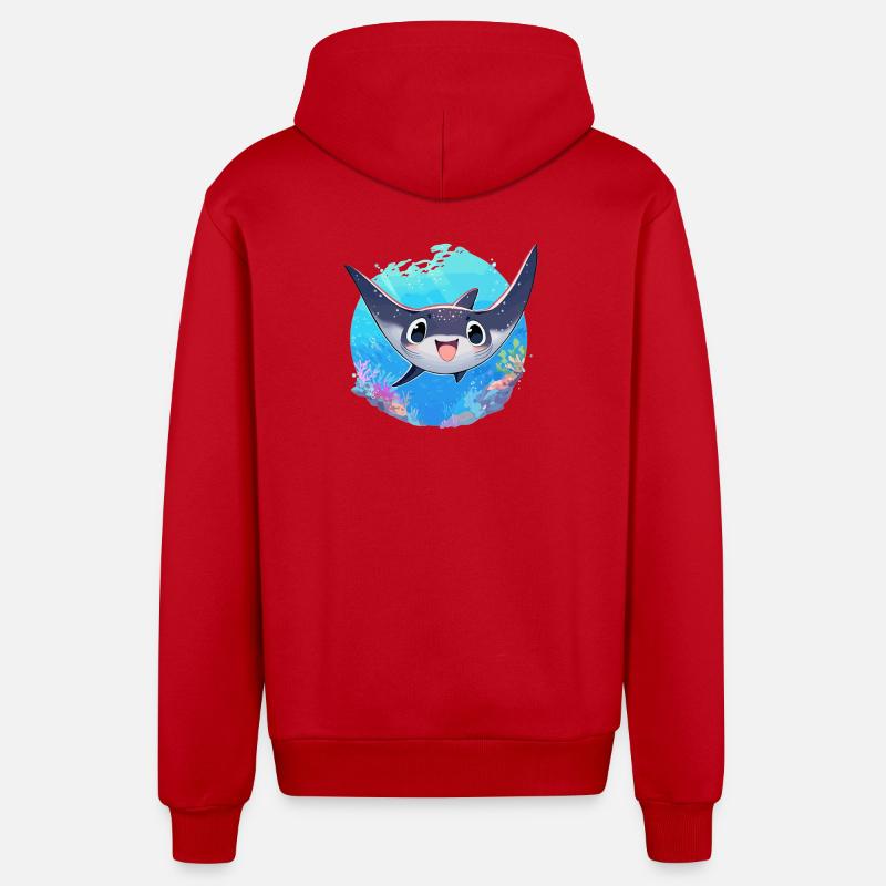 Rochen Mantarochen - Organic Relaxed Kapuzenjacke Made in EU - Rot