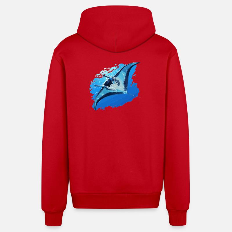 Rays Manta Rays - Organic Relaxed Hooded Jacket Made in EU - red