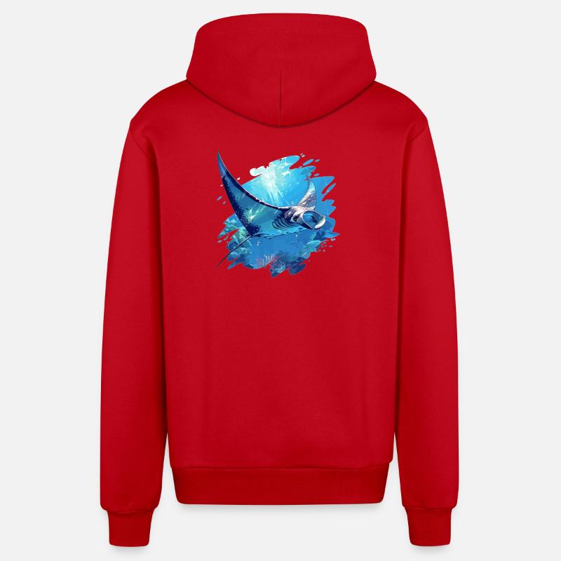 Rochen Mantarochen - Organic Relaxed Kapuzenjacke Made in EU - Rot