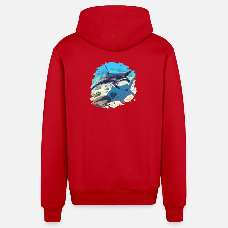 Rochen Mantarochen - Organic Relaxed Kapuzenjacke Made in EU - Rot