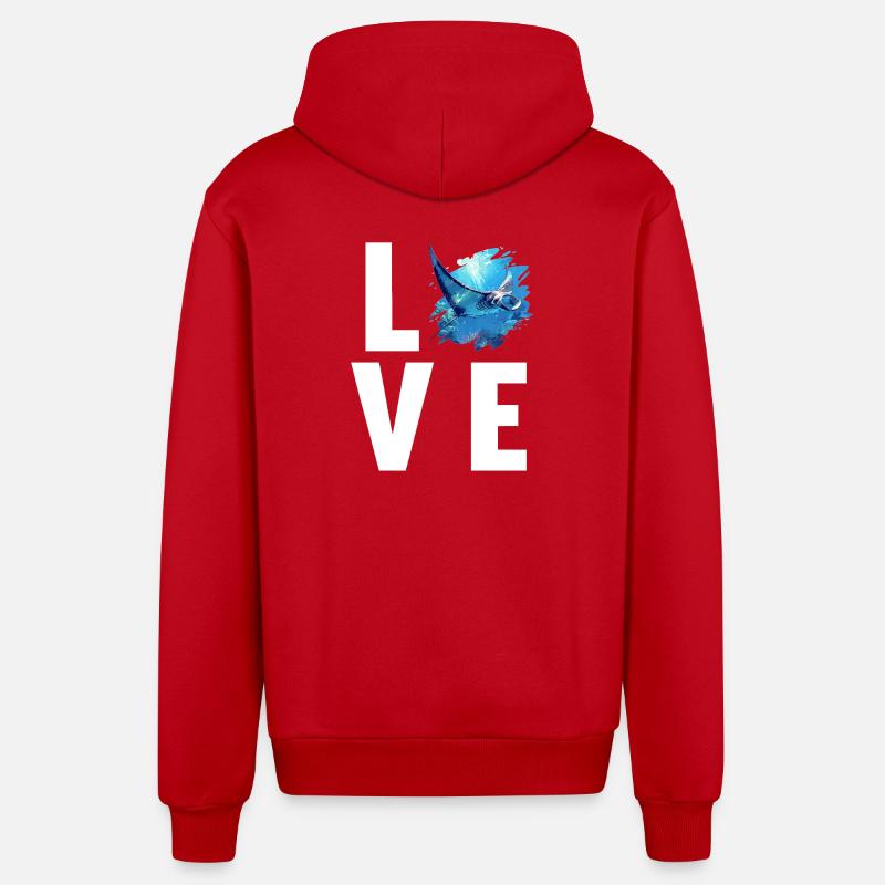 Rochen Mantarochen - Organic Relaxed Kapuzenjacke Made in EU - Rot