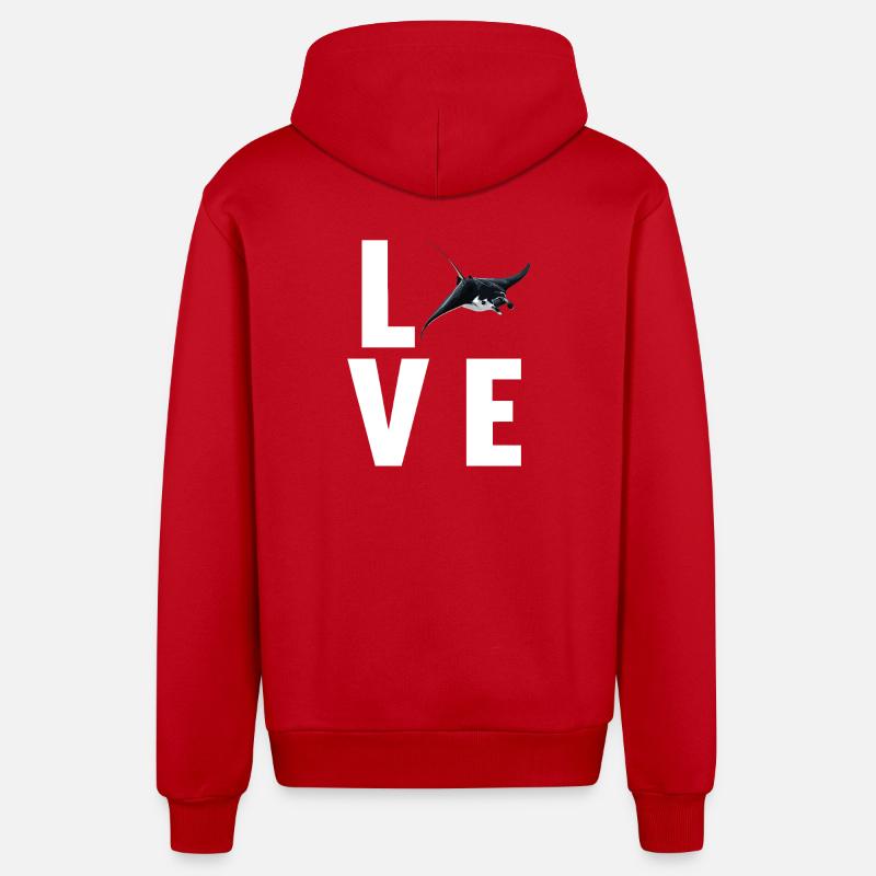 Rays Manta Rays - Organic Relaxed Hooded Jacket Made in EU - red