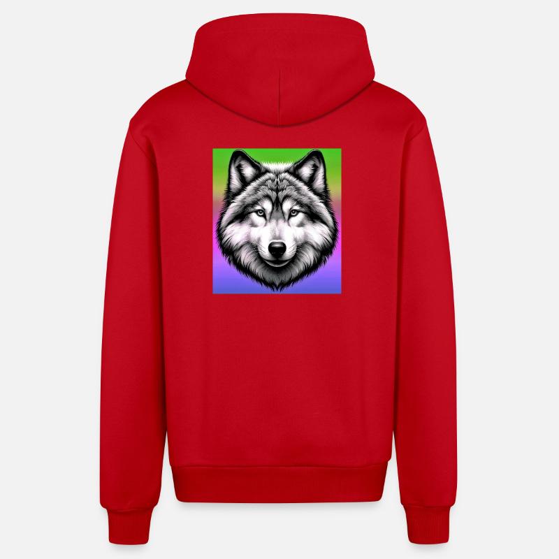 Loup - Veste à capuche bio décontractée fabriquée en UE - rouge